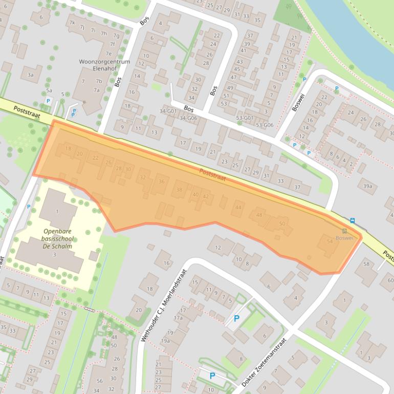 Kaart van postcodegebied 4696BC.