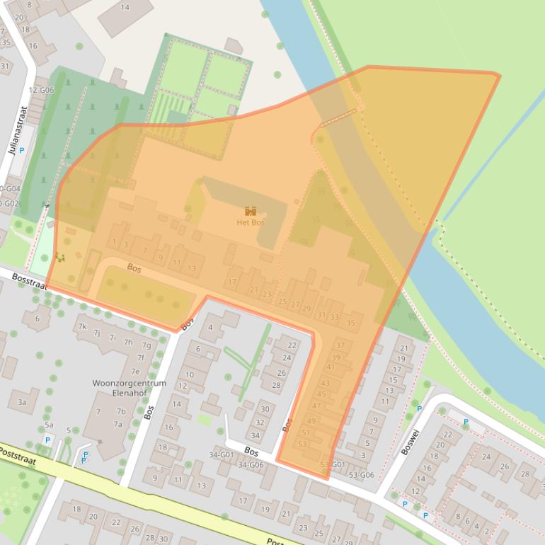 Kaart van postcodegebied 4696BD.