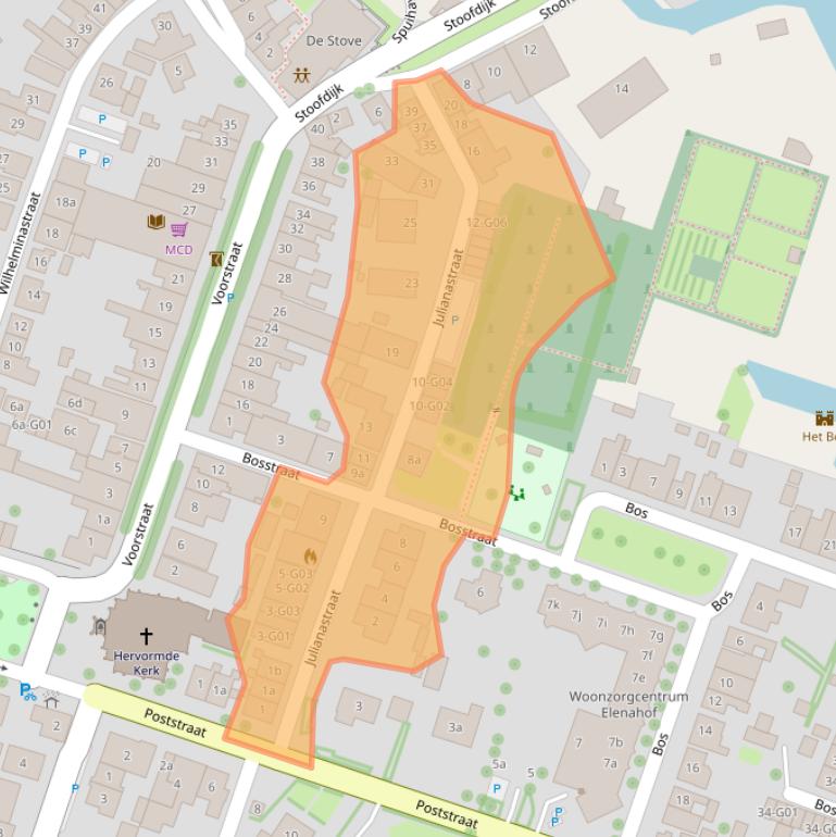 Kaart van postcodegebied 4696BH.