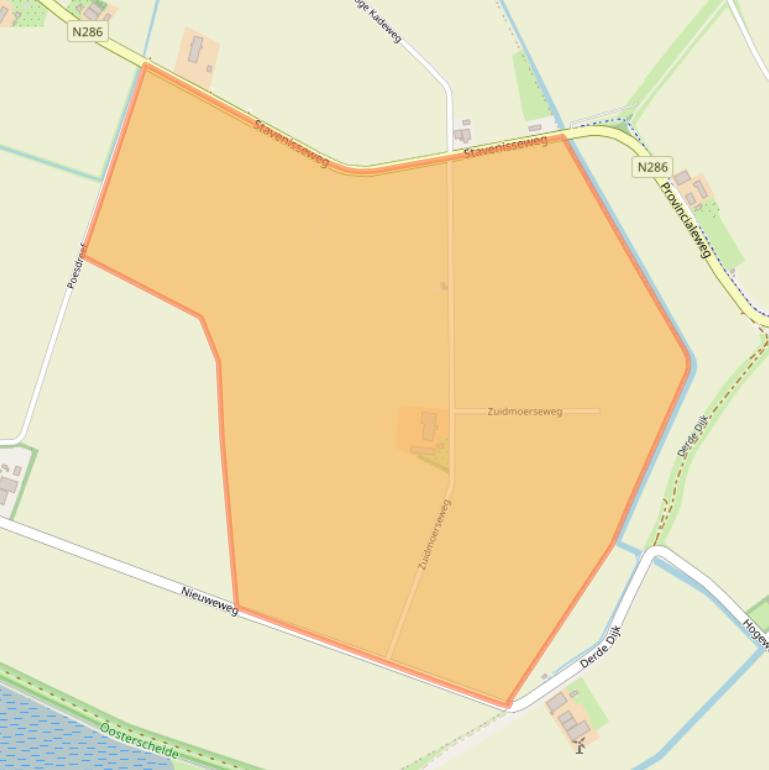 Kaart van postcodegebied 4696PB.