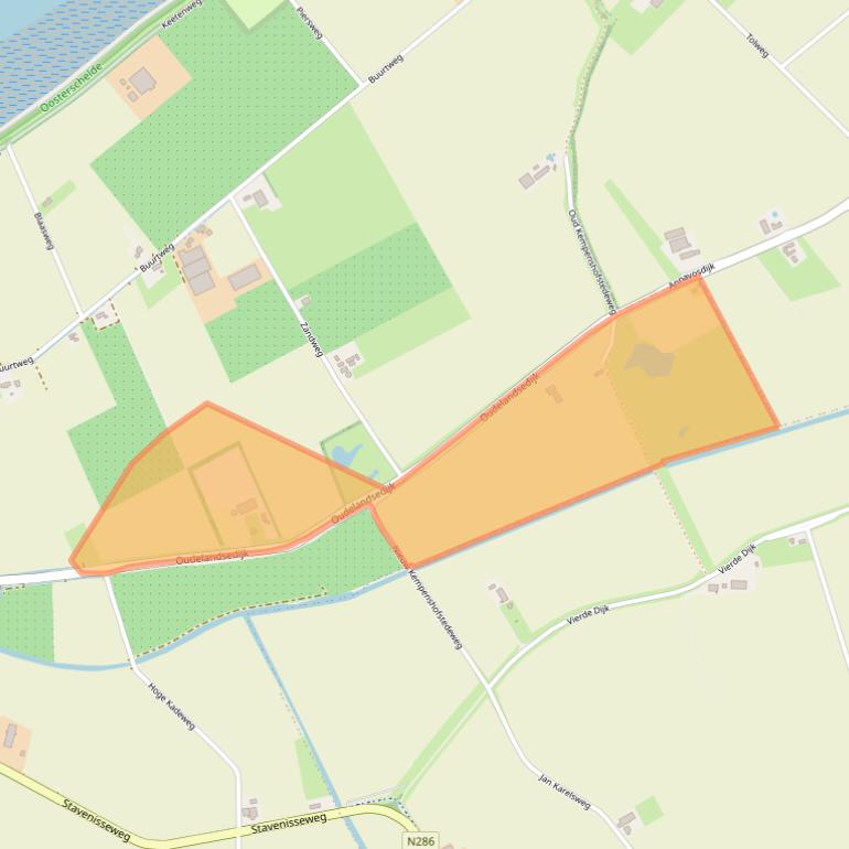 Kaart van postcodegebied 4696PE.