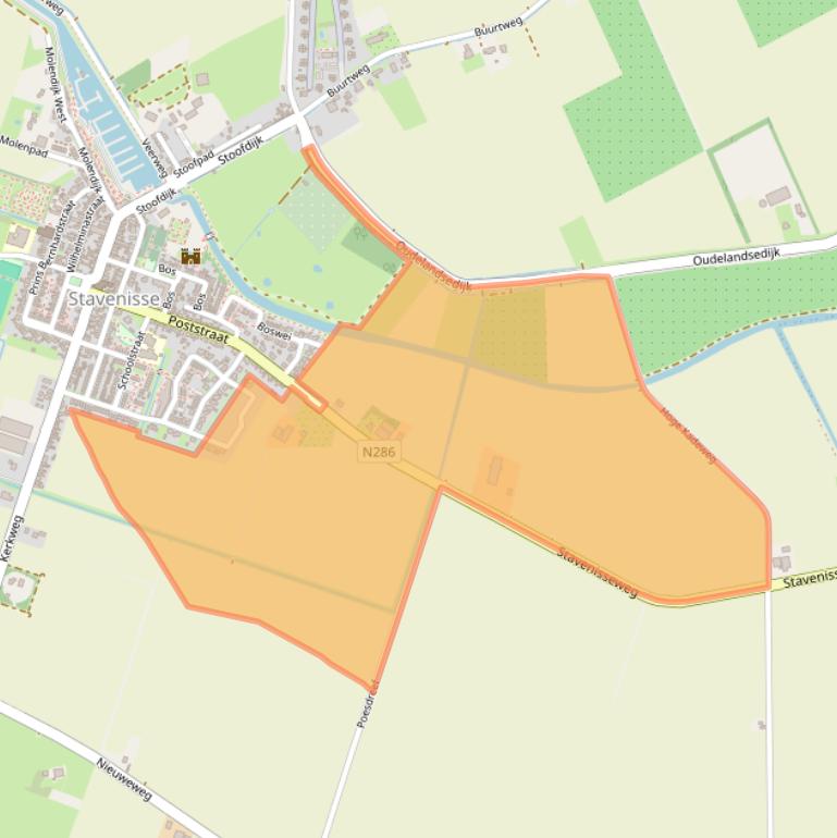 Kaart van postcodegebied 4696RC.