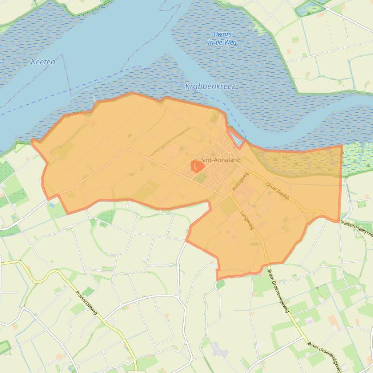 Kaart van postcodegebied 4697.