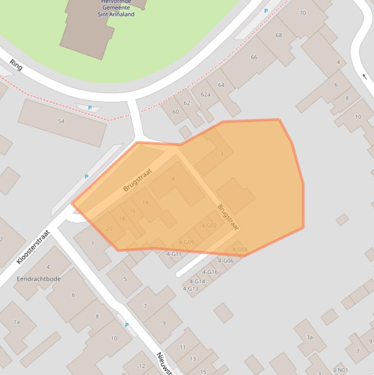 Kaart van postcodegebied 4697BW.