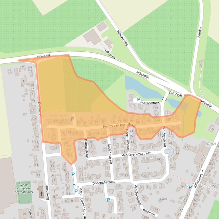 Kaart van postcodegebied 4698RV.