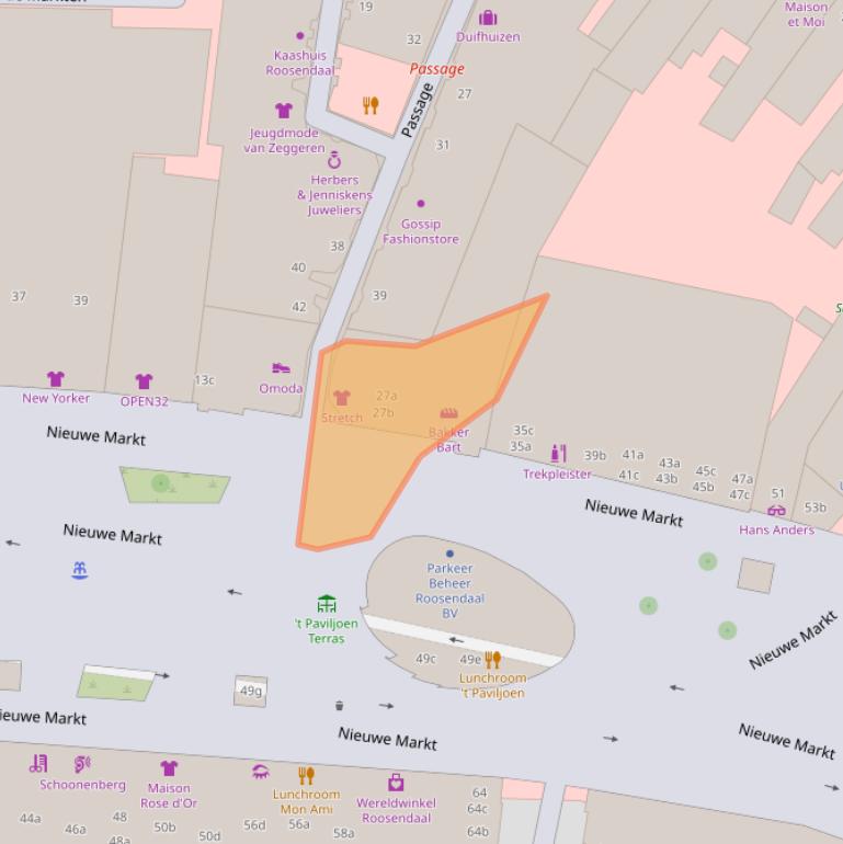 Kaart van postcodegebied 4701AB.