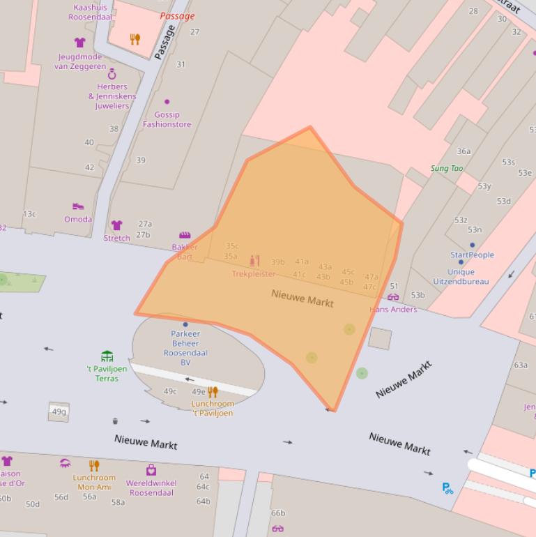 Kaart van postcodegebied 4701AC.