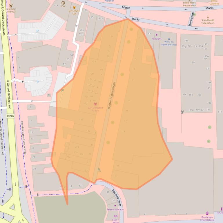 Kaart van postcodegebied 4701AT.