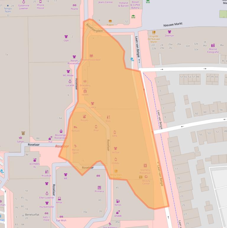 Kaart van postcodegebied 4701BA.