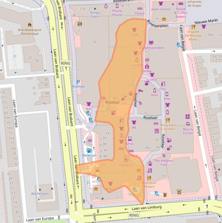 Kaart van postcodegebied 4701BC.