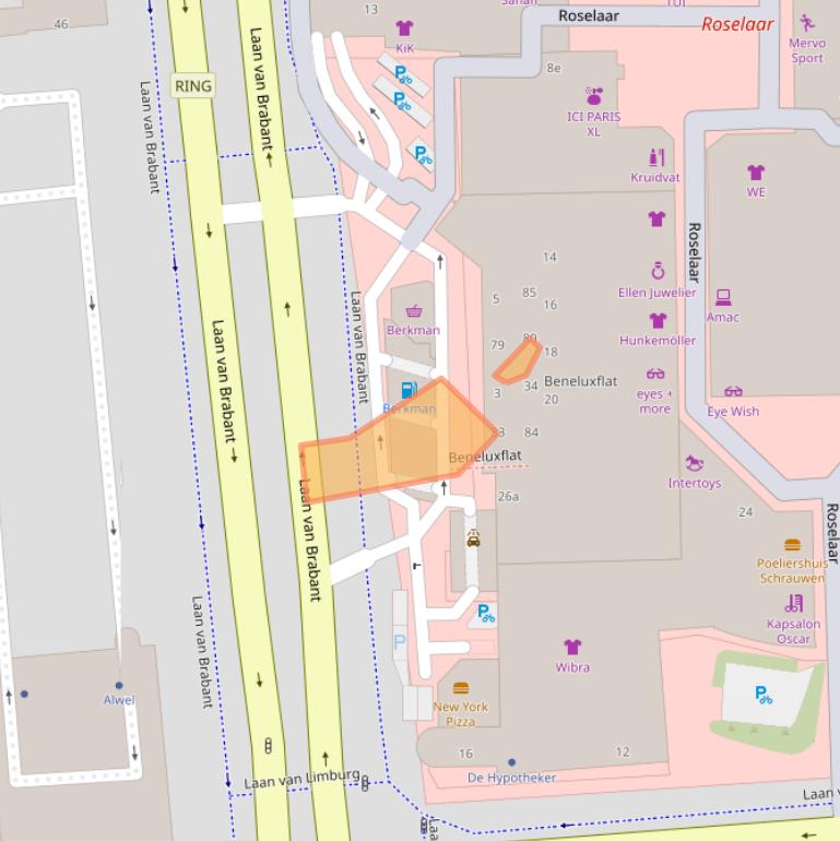 Kaart van postcodegebied 4701BJ.