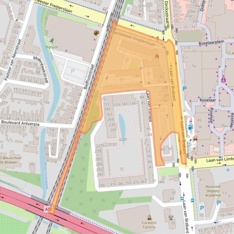 Kaart van postcodegebied 4701BK.