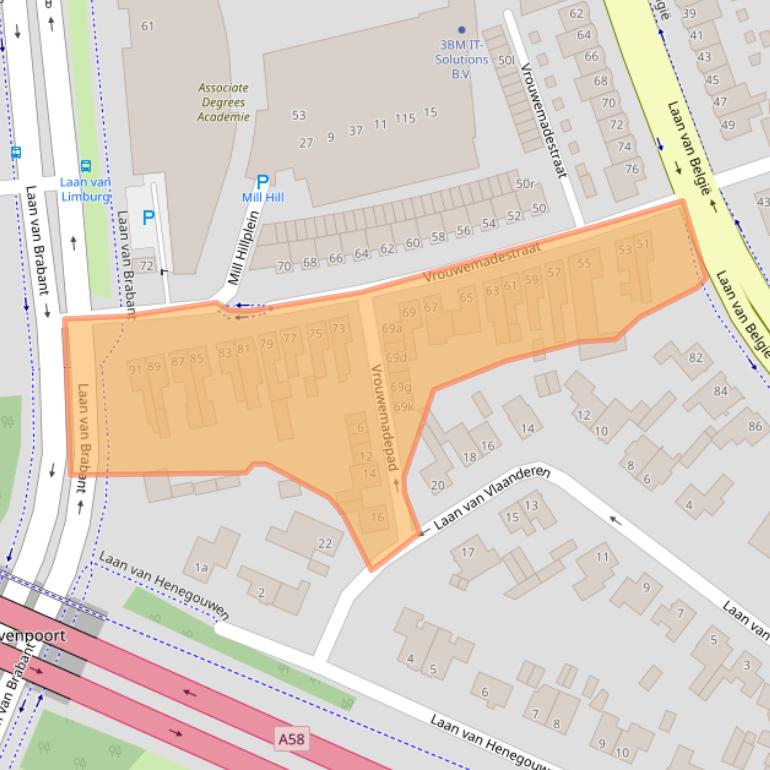 Kaart van postcodegebied 4701CD.