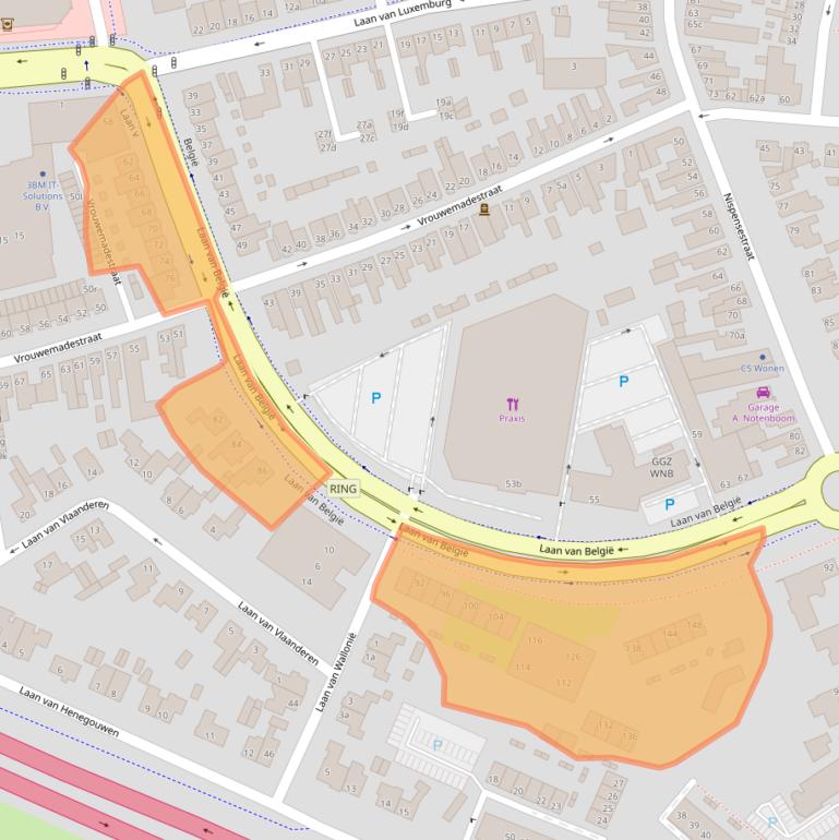 Kaart van postcodegebied 4701CL.