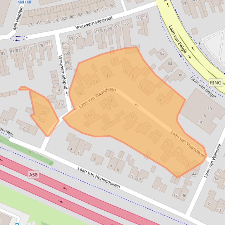 Kaart van postcodegebied 4701CM.