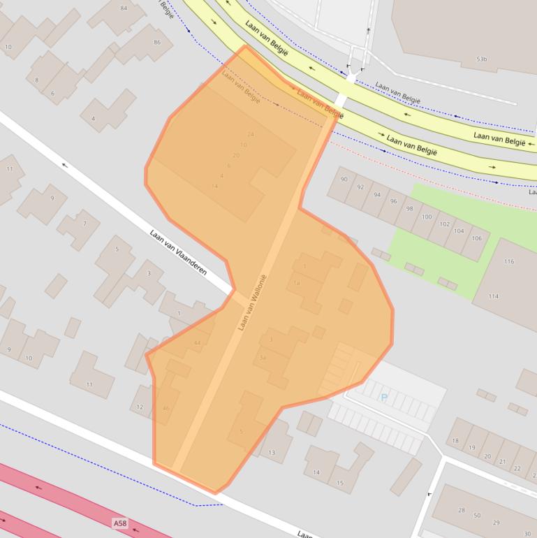 Kaart van postcodegebied 4701CN.