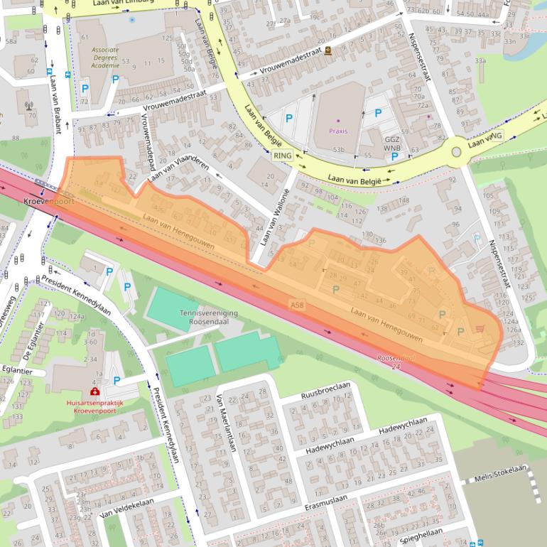 Kaart van postcodegebied 4701CP.