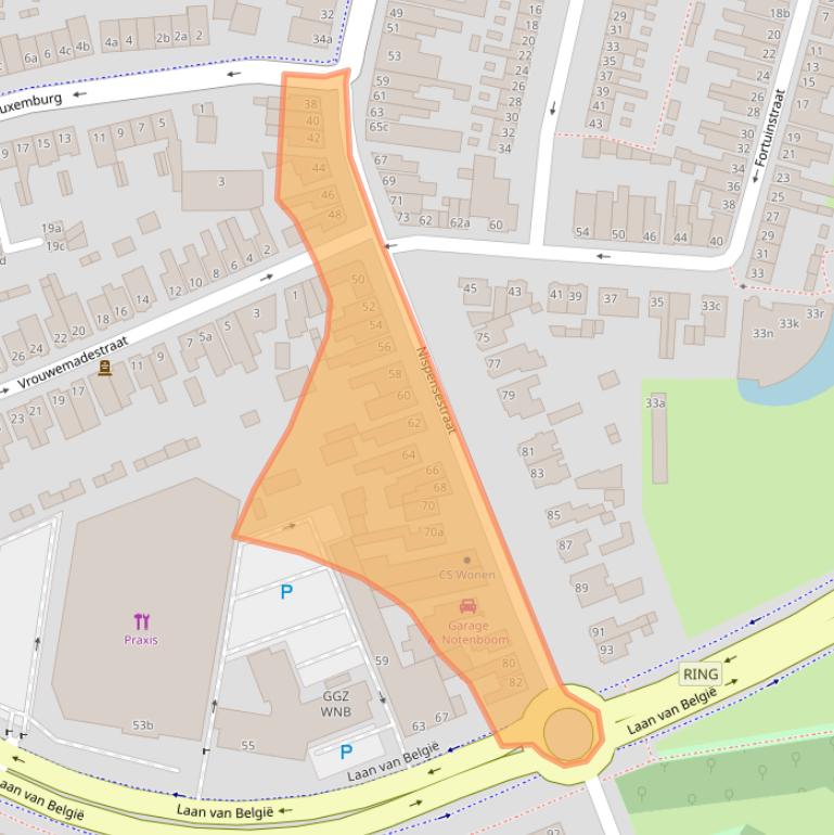 Kaart van postcodegebied 4701CX.