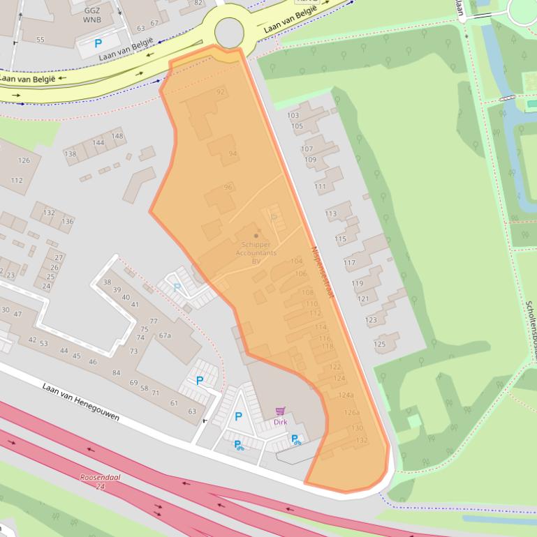 Kaart van postcodegebied 4701CZ.