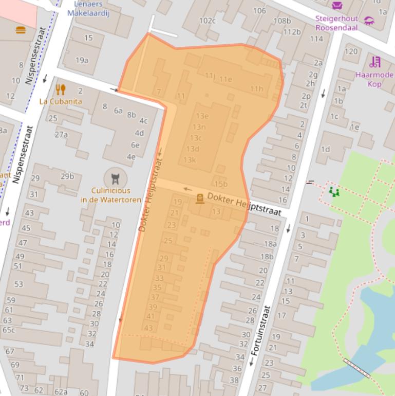 Kaart van postcodegebied 4701EA.