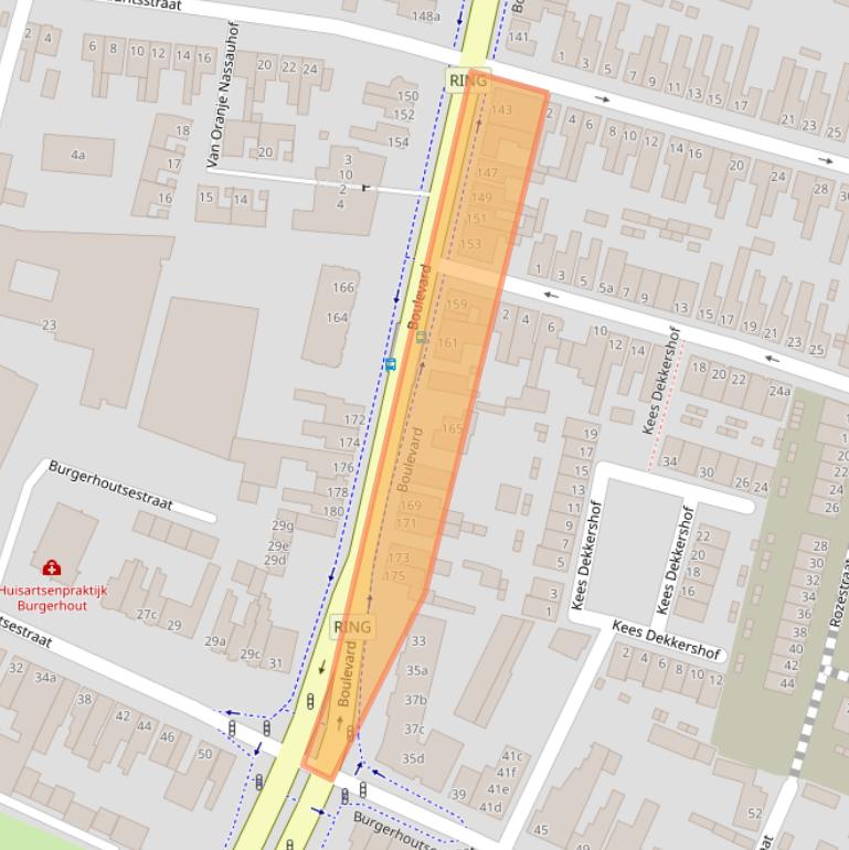 Kaart van postcodegebied 4701ET.