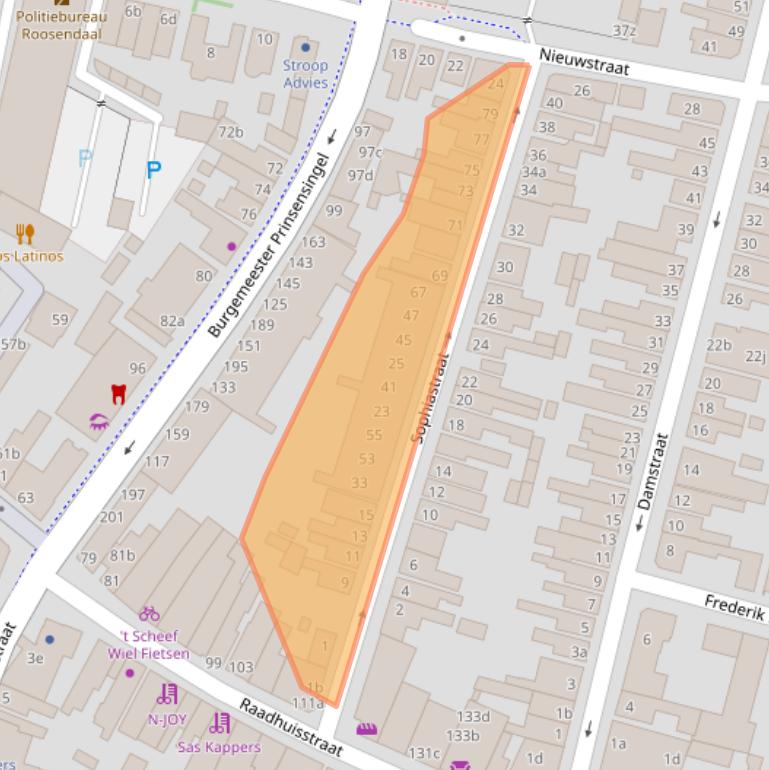 Kaart van postcodegebied 4701GS.