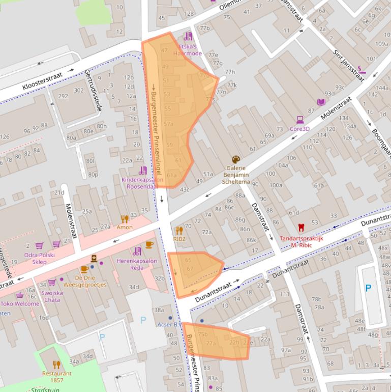Kaart van postcodegebied 4701HK.
