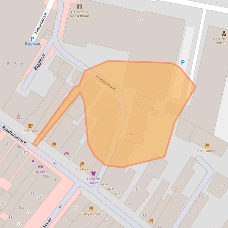 Kaart van postcodegebied 4701HW.