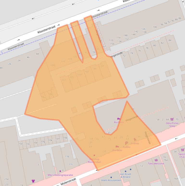 Kaart van postcodegebied 4701JE.