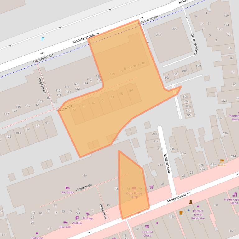 Kaart van postcodegebied 4701JG.