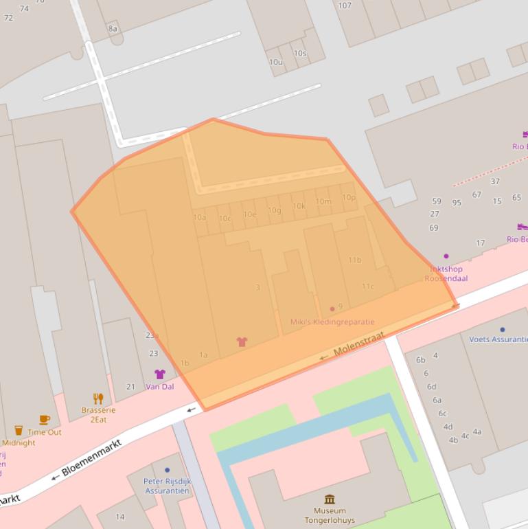 Kaart van postcodegebied 4701JK.