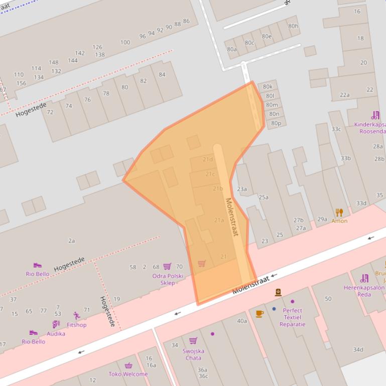 Kaart van postcodegebied 4701JL.