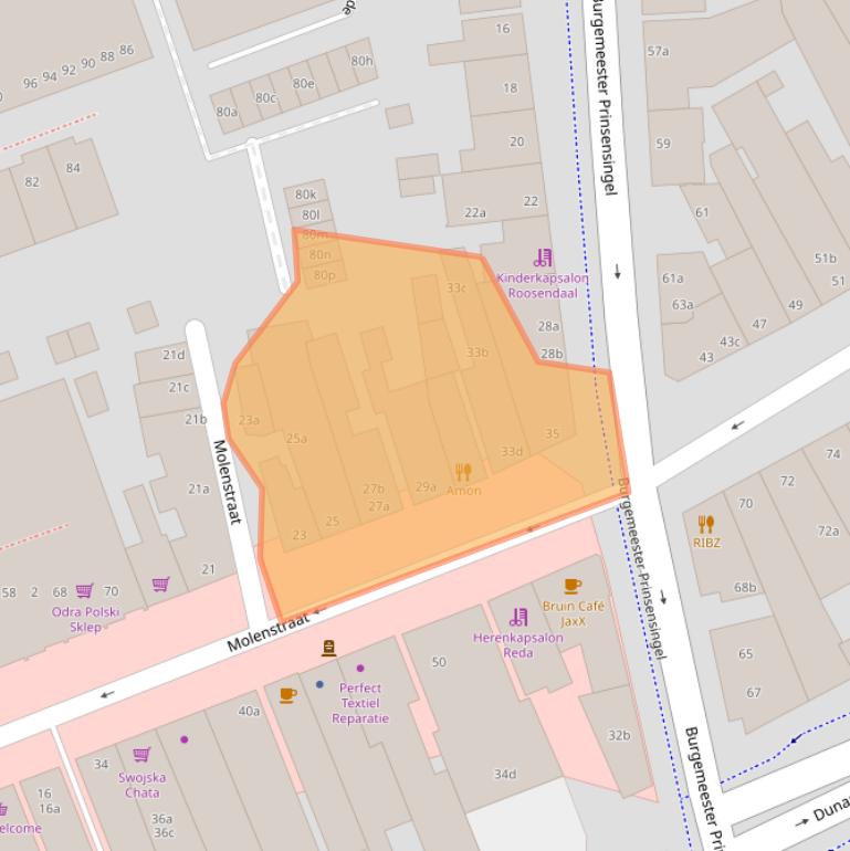 Kaart van postcodegebied 4701JM.