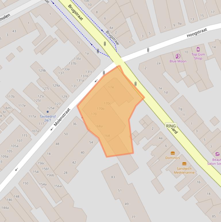 Kaart van postcodegebied 4701JZ.