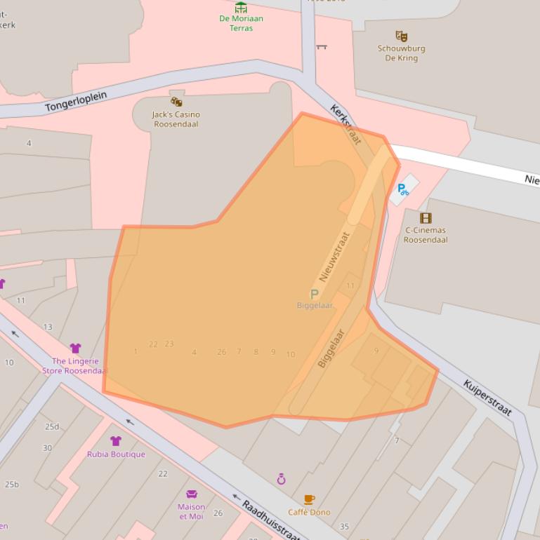 Kaart van postcodegebied 4701RA.