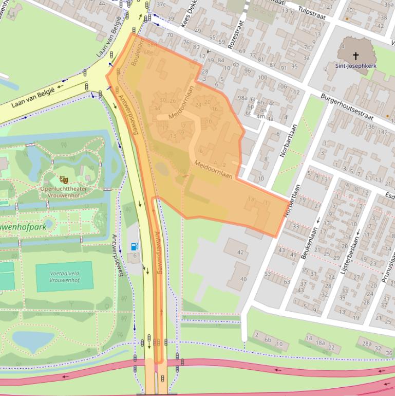 Kaart van postcodegebied 4702AZ.