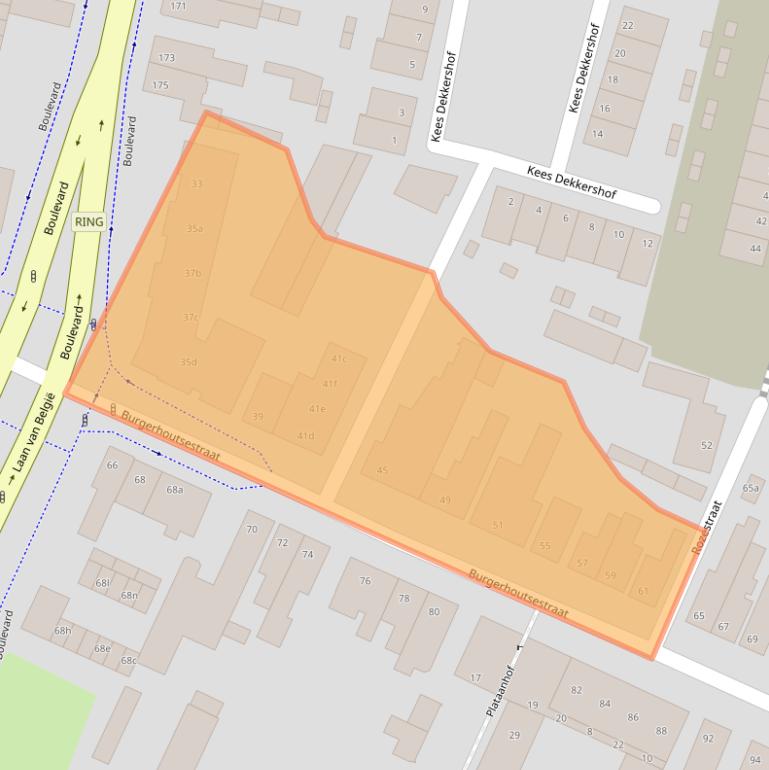 Kaart van postcodegebied 4702BA.