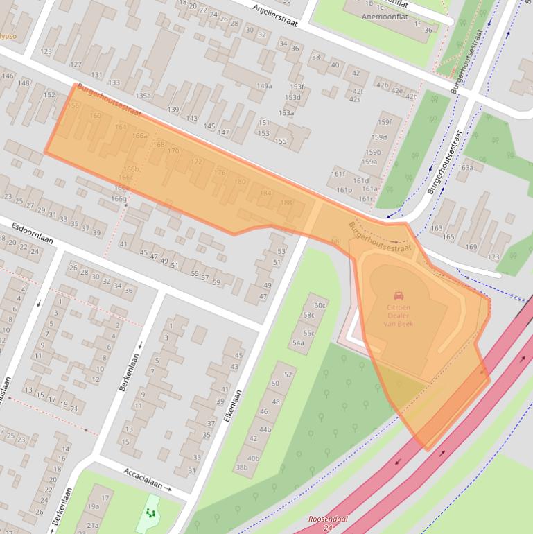 Kaart van postcodegebied 4702BJ.