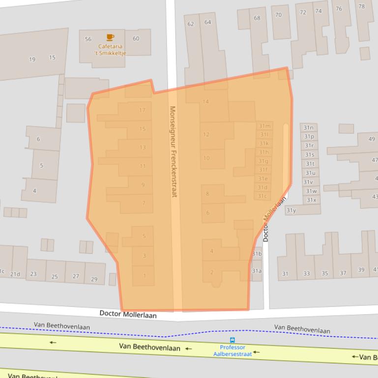 Kaart van postcodegebied 4702JX.