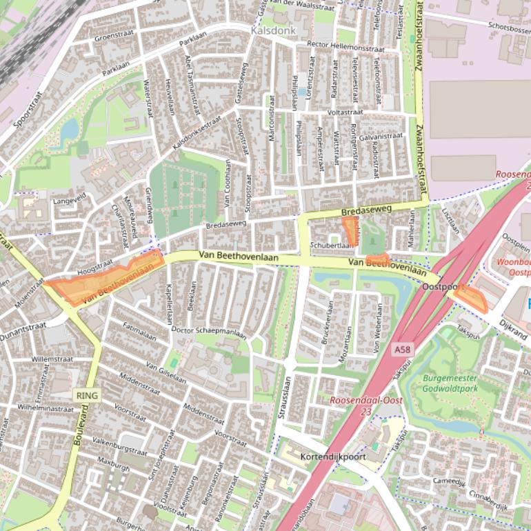 Kaart van postcodegebied 4702KE.