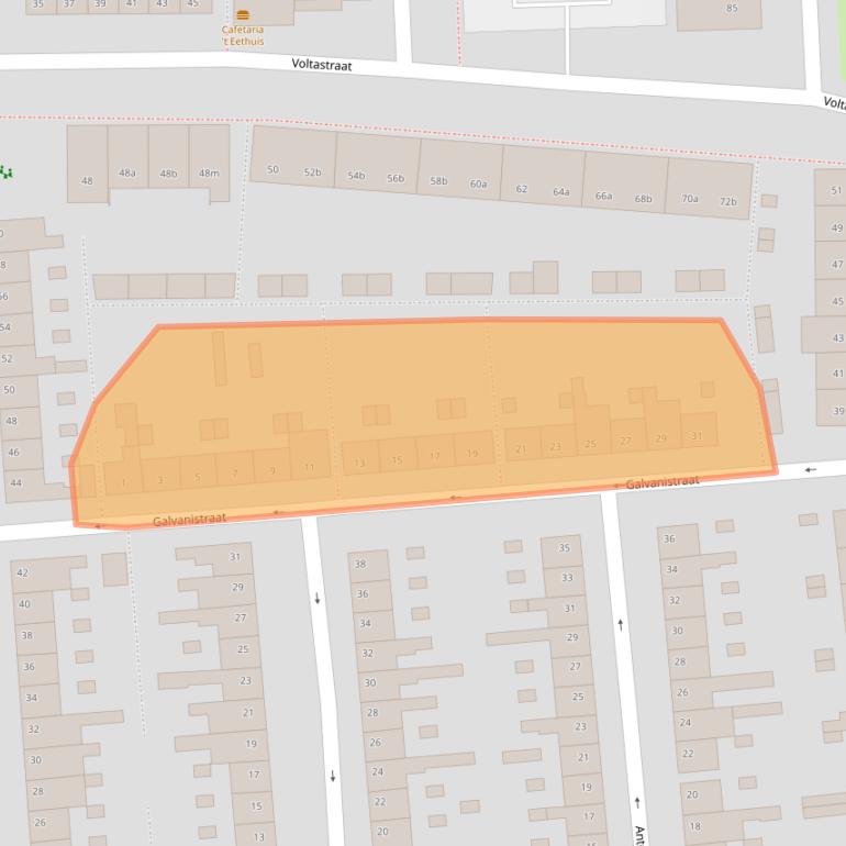 Kaart van postcodegebied 4702LJ.