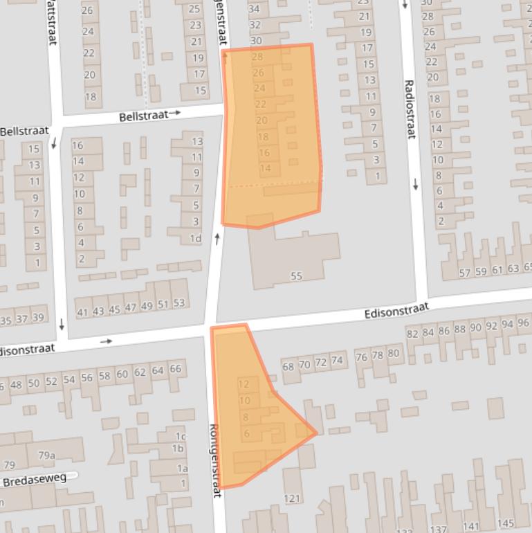 Kaart van postcodegebied 4702LM.