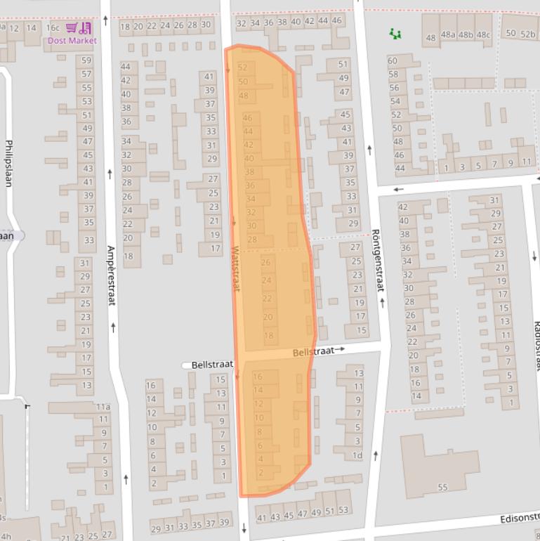 Kaart van postcodegebied 4702LR.
