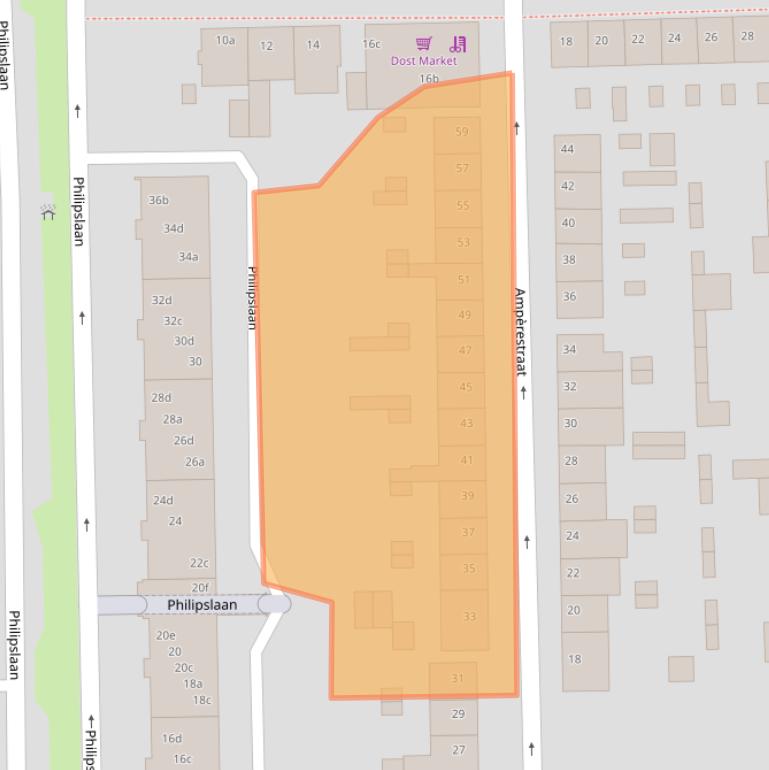 Kaart van postcodegebied 4702LT.