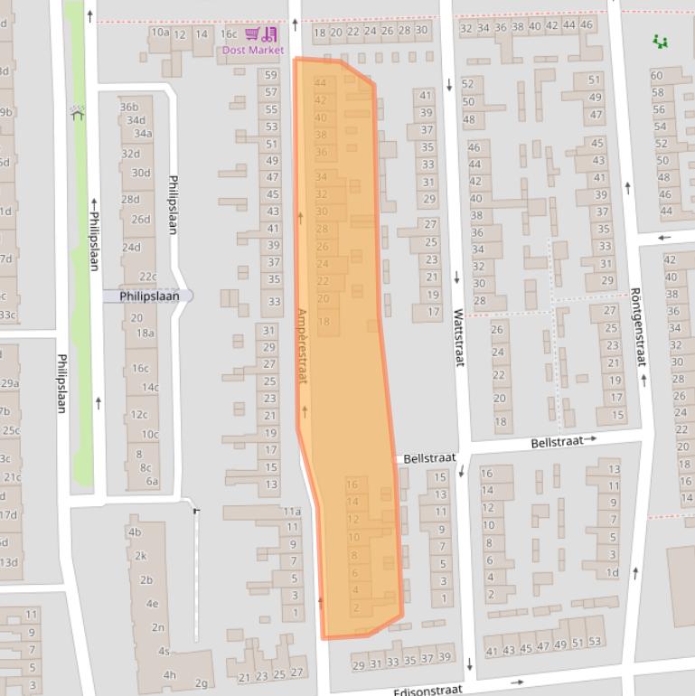 Kaart van postcodegebied 4702LV.