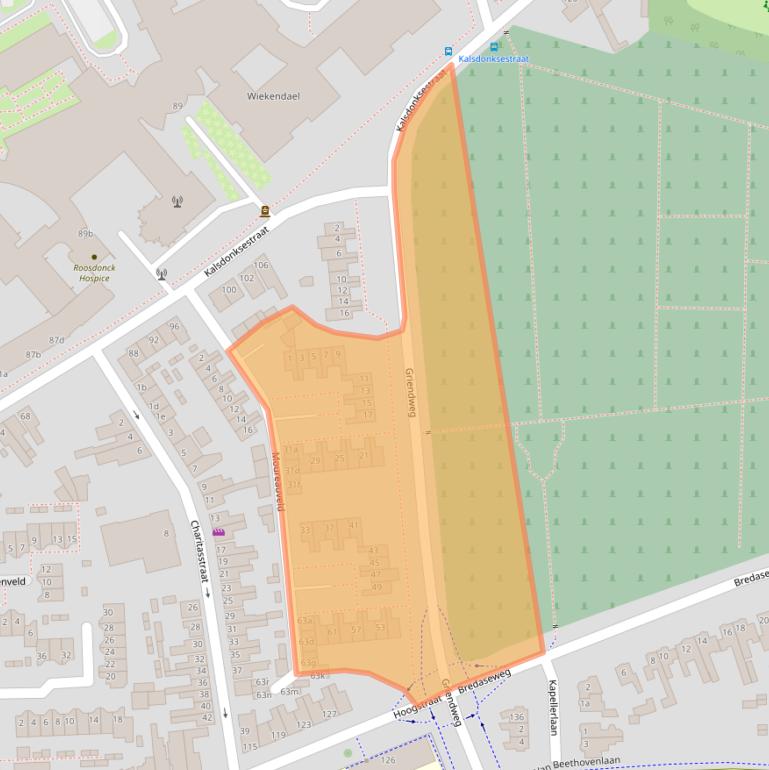 Kaart van postcodegebied 4702MB.