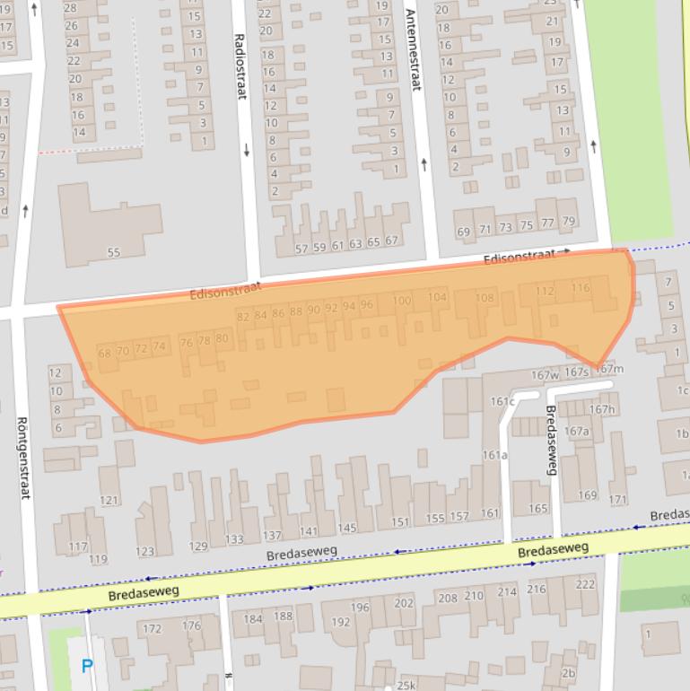 Kaart van postcodegebied 4702NE.