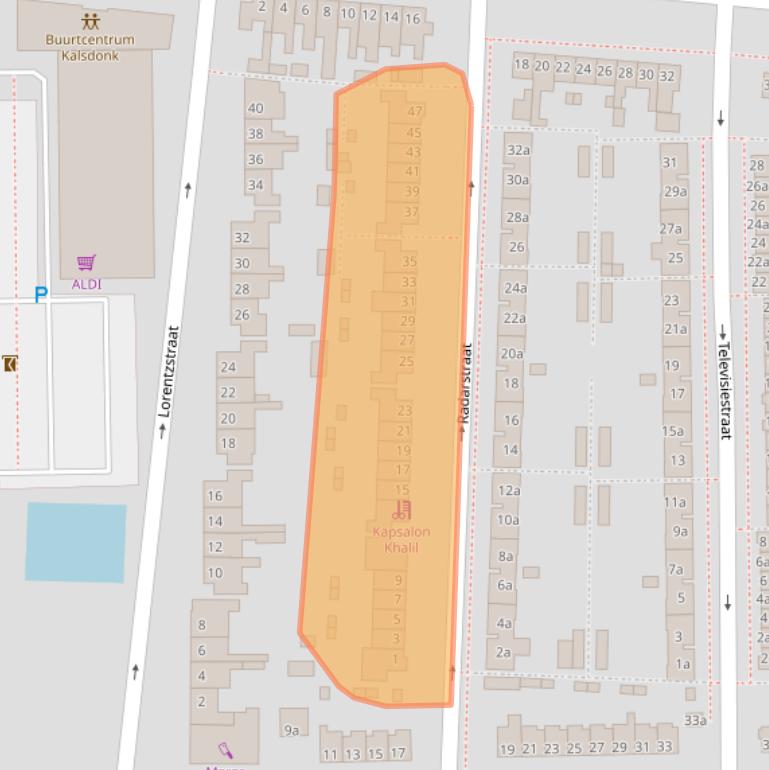 Kaart van postcodegebied 4702RA.
