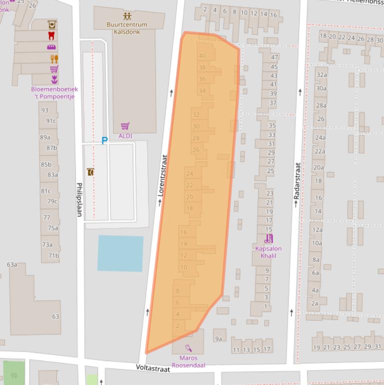 Kaart van postcodegebied 4702RL.