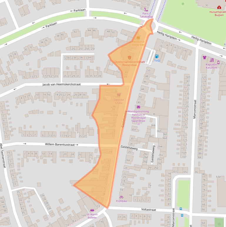 Kaart van postcodegebied 4702SZ.